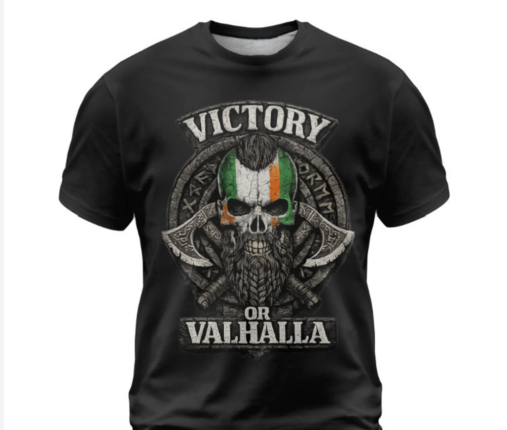 Viking Shirt Viking Irish Skull Axe Victory Or Valhalla St Patricks Day